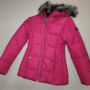 Pink Hawke & Co puff coat with fur